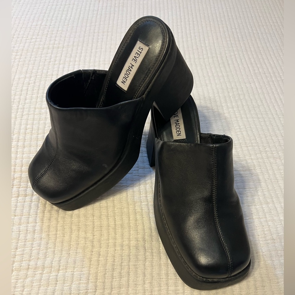Steve Madden Leather Platform Mules